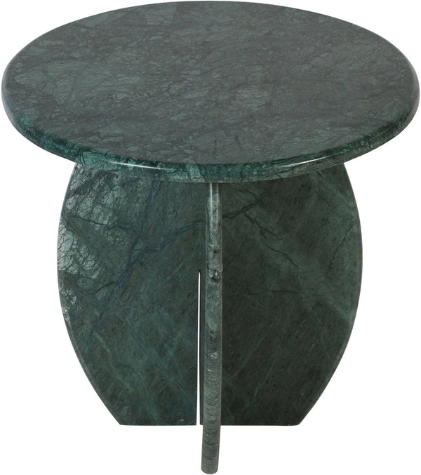 Meridian Furniture Formentera Genuine Green Marble Side Table with Unique Veining for Living Spaces 219Green-ET