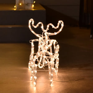 English Elm Outsunny LED Reindeer & Sleigh Outdoor Decoration with 192 Warm Lights, Steel Frame, IP44 Waterproof (90) W2225P173953