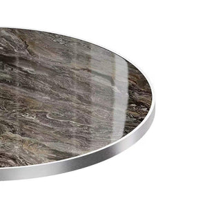 English Elm Marble-look Sintered Stone Square Bistro Table with Sturdy Cast Iron Pedestal Base W3316S00039