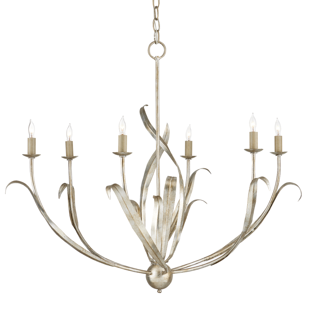 Menefee Silver Chandelier - Elegant Wrought Iron Light Fixture with Nature-Inspired Design & Finish