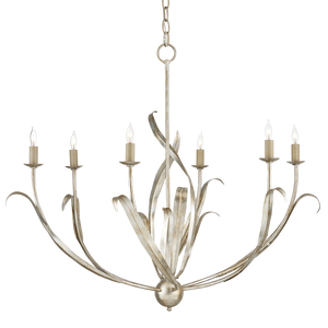 Menefee Silver Chandelier - Elegant Wrought Iron Light Fixture with Nature-Inspired Design & Finish