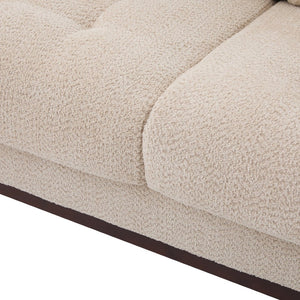 English Elm 83.5 In. Three Seat Boucle Sofa with Looped Texture and Lumbar Support for Living Rooms Beige N773IS00096B