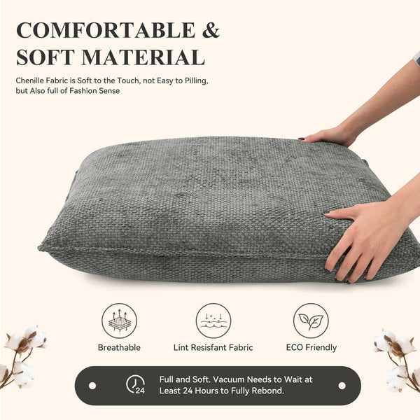 English Elm Accent Chair Mid-Century Rattan Arms Set of 2 with Rubber Wood Legs, Plush Fabric Seat, Cozy Lounge Gray T3950P399126