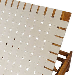 English Elm Christopher Knight Home® - Outdoor Rope Chaise Lounge with Acacia Wood Frame and Adjustable 4-Position Recline for Patio Comfort Teak,White 84.84 L x 29.13 W x 5.78 H N776P288556W