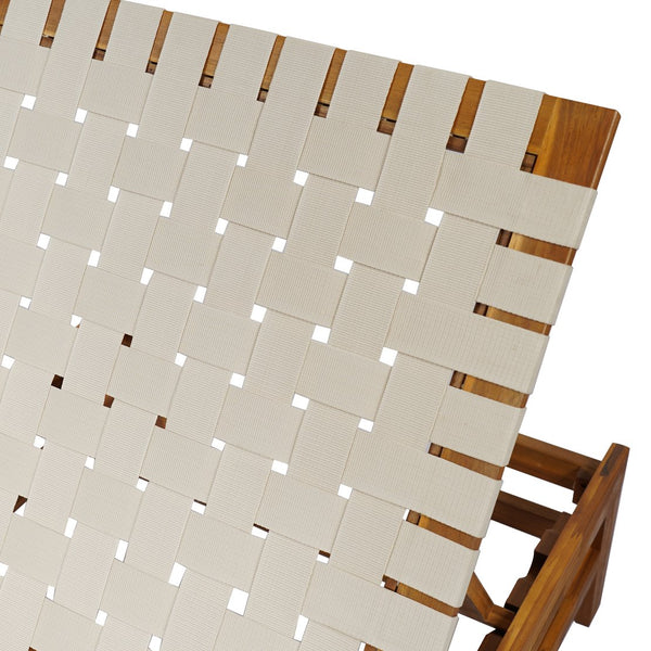 English Elm Christopher Knight Home® - Outdoor Rope Chaise Lounge with Acacia Wood Frame and Adjustable 4-Position Recline for Patio Comfort Teak,White 84.84 L x 29.13 W x 5.78 H N776P288556W