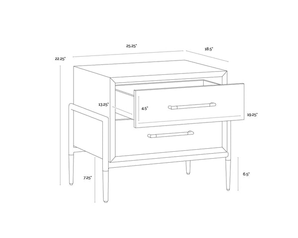 Sunpan Weldrick Nightstand - Elegant Acacia Wood Design with Soft Closing Drawers and Stylish Metal Accents Espresso