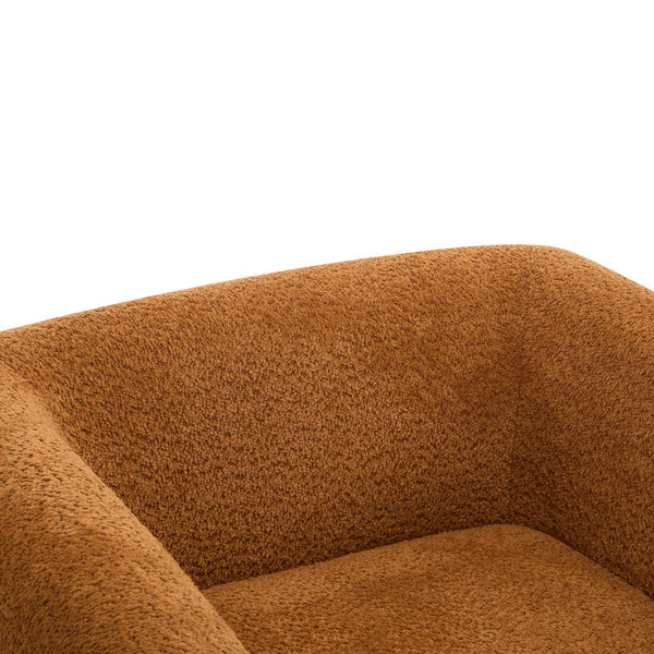 English Elm Christopher Knight Home® - Modern Upholstered Round Arm Accent Chair with Velvet Finish, Elegant Curved Back and Three Legs Design Dark yellow,Walnut 39.5 L x 32.5 W x 23.25 H N776P216196T