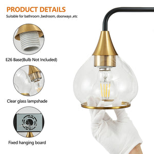 English Elm 31" Four Light Matte Black Brass Vanity Sconce Clear Glass Industrial Bath Wall Fixture W1340P266138