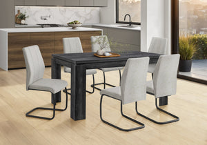 English Elm Dining 60" Rectangular Black Reclaimed Look Dining Table for 6 — Thick Block Legs, Modern MDF Finish B2710P286988