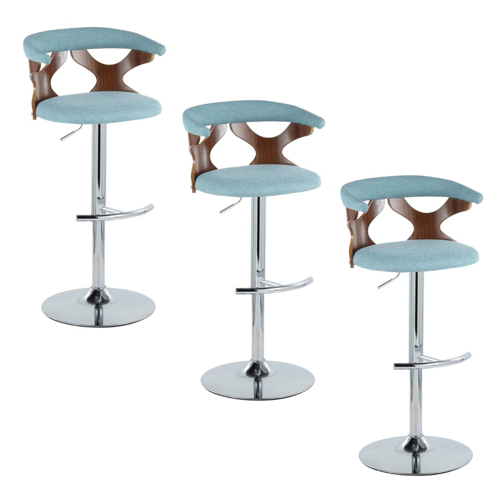 English Elm Contemporary Swivel Barstools with Cut-out Back Faux Leather Seat and Wood Accents Set B202S00870