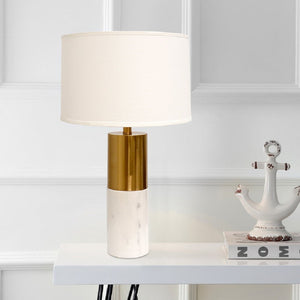 Pasargad Home Rhoda Marble White/Gold Table Lamp - Elegant Design Perfect For Any Space, H25" White Marble Pmt-29011