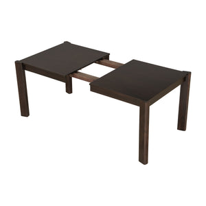 English Elm Modern Farmhouse Extendable Dining Table Set with Handwoven Rattan Chairs, Child‑Safe Rounded Edges, Expandable for 4‑8 Guests Walnut TWSET2025-1D