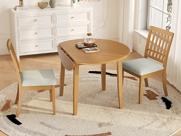 English Elm 3-piece Folding Round Dining Set with Upholstered Chairs for Compact Apartment Spaces Light Brown N752S000618A