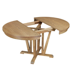 English Elm TOPMAX Rustic 5-Piece Extendable Round Dining Set with Trestle Base and Cross Back Chairs, Versatile Elegance Brown SP000042AAD