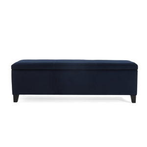 English Elm Indoor Tufted Upholstered Storage Bench with Lift Top Hidden Compartment for Entryway Dark Blue N779P396200D