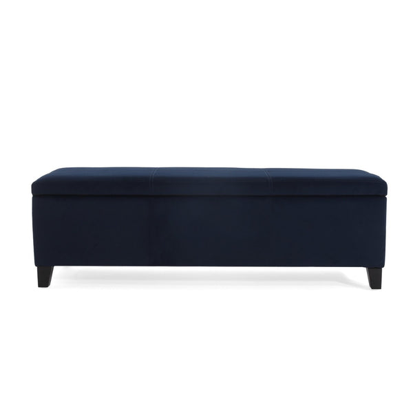 English Elm Indoor Tufted Upholstered Storage Bench with Lift Top Hidden Compartment for Entryway Dark Blue N779P396200D