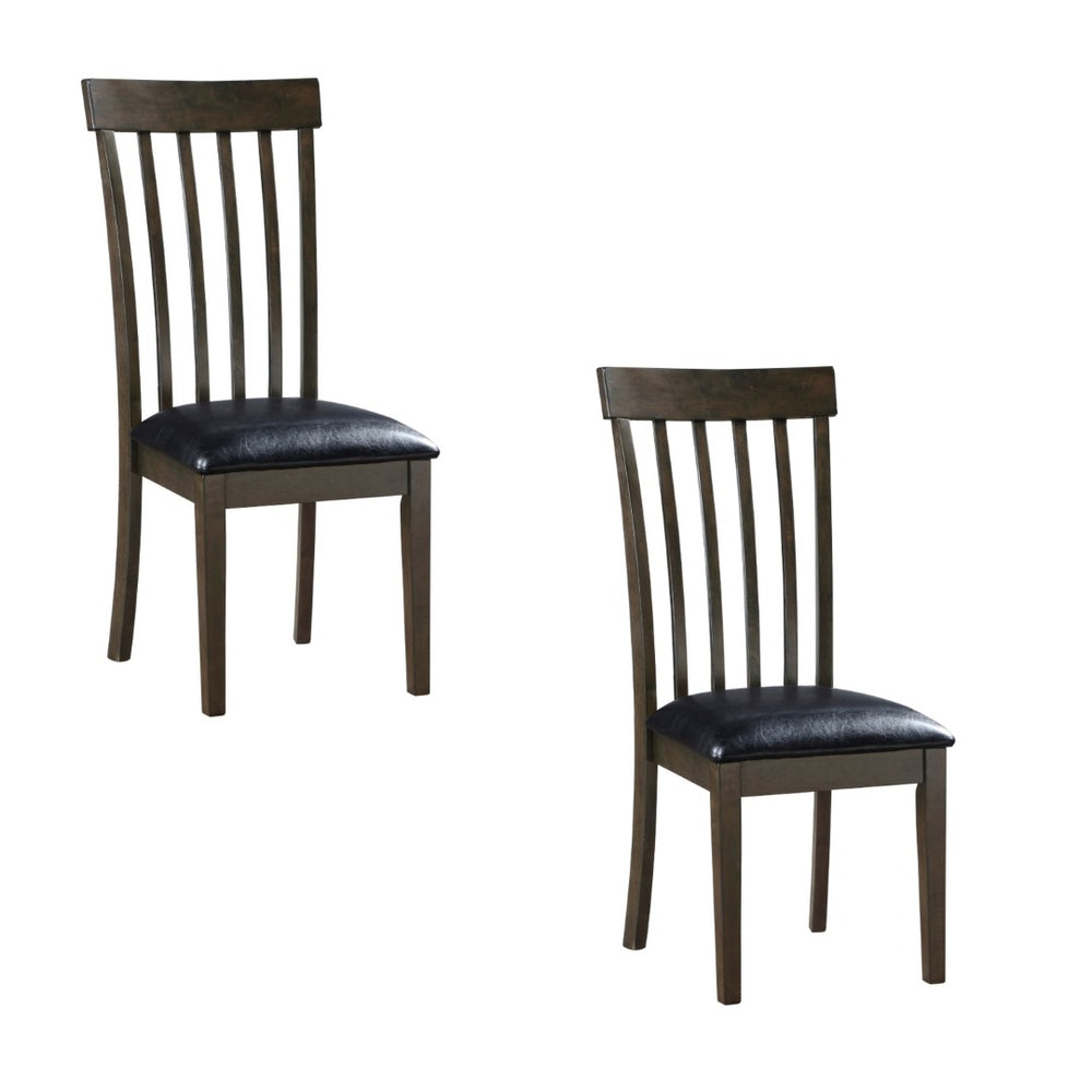 English Elm Kyn Farmhouse Dining Chairs Set of 2 Slatted Wood Back Padded Faux Leather Seat B056P416905