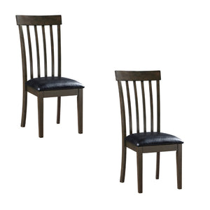 English Elm Kyn Farmhouse Dining Chairs Set of 2 Slatted Wood Back Padded Faux Leather Seat B056P416905