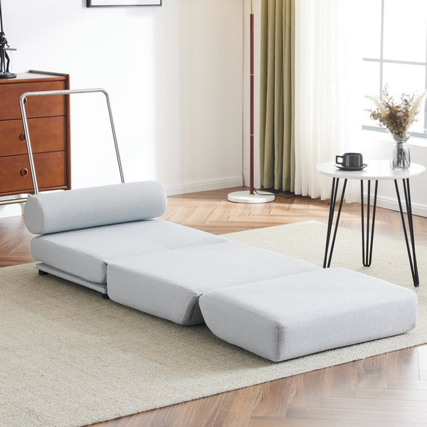 English Elm Single Foldable Linen Sofa Bed with Foam Core Portable Guest Room Lounge Chair W2113P181631