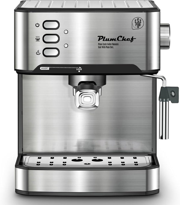 English Elm 20 Bar Stainless Steel Espresso Machine with Steam Wand for Home Barista Brewing W1002P292437