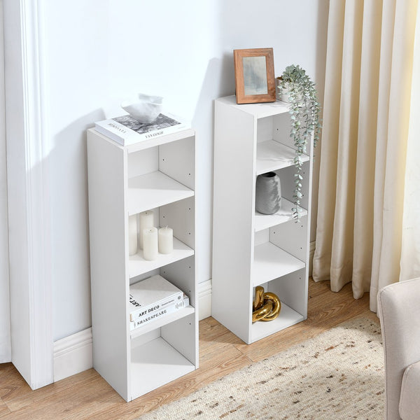 English Elm 8-Tier Media Tower Rack with Adjustable Shelves, Slim Tall Narrow Storage Cabinet for Home Office Organization White W487P318936