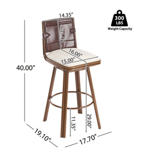 English Elm Christopher Knight Home® - Sibyl Upholstered Bar Stool Set of 2 – Walnut Metal Frame, Cloud-Soft Beige Seat, Durable Faux Leather Backrest N775P340827B