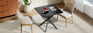 English Elm Rustic Square End Table Steel X Frame Base Wood Grain Top for Living Room or Office Black W1820P404206