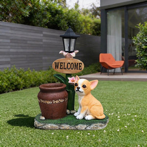 English Elm Sitting Corgi Resin Planter Sculpture Whimsical Porch Garden Decor with Succulent Cavity W5398P464253