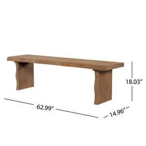 English Elm Indoor Solid Pine Dining Bench Seats Three Adults Farmhouse Style Kitchen Seating N779P329115B