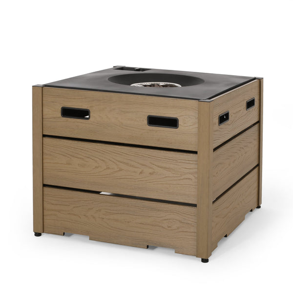 English Elm Christopher Knight Home® - ARCHIE Modern Square WPC Fire Pit Base with Durable ABS Steel Frame and Weather-Resistant Decking Finish Brown 69741.00WPCBRNBSE-40K