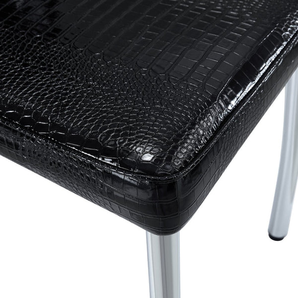 English Elm Set of 4 Glam Faux Leather Dining Chairs with Crystal Buckle and Gold Tone Legs Black W3226P311056