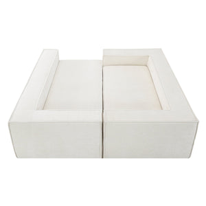 English Elm 129.5" Minimalist Modular Sectional Sofa – Wrinkle-Resistant Chenille, No-Assembly L-Shape Comfort and Flexibility Beige N723S9685A