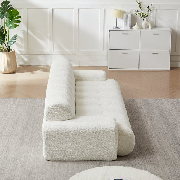 English Elm [video]87.4-inch Cloud Series Chenille Three-seater Sofa with Tufted Square Arms for Living Rooms White W3505P383948