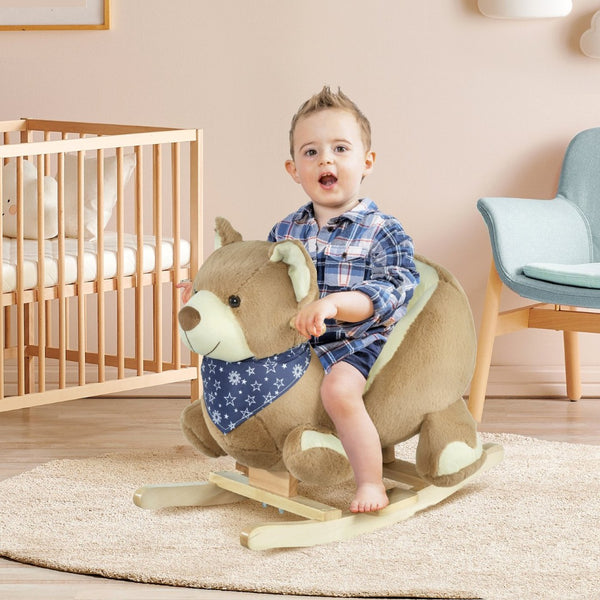 English Elm Qaba Giraffe Plush Toddler Rocking Ride on Toy with Sound and Safety Belt W2225P200498