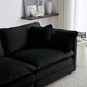 English Elm 2 Seater Loveseat and Chair Set - Black Chenille 2-Piece Sofa & Accent Chair, Solid Wood Frame Comfort W714S00621