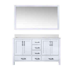 English Elm White Double Bath Vanity With Quartz Top & Large Mirror - Elegant Storage Solution For Modern Spaces B2731S00696-GIGA