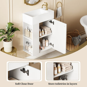 English Elm 18.5 Modern Floating Bathroom Vanity with Resin Sink, Wood Grain Triamine Finish, Soft-Close Doors, Side Storage N729P285506K