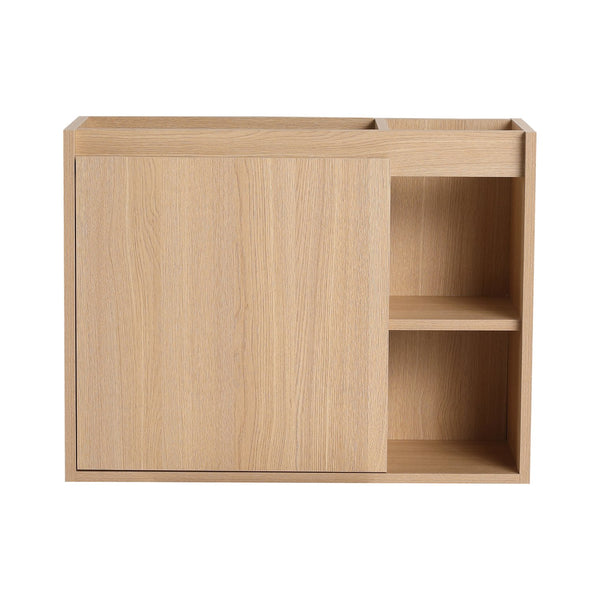 English Elm 26'' Wall-Mounted Bathroom Vanity with Glossy White Ceramic Sink, Soft-Close Door & Waterproof Finish Oak W999P310771