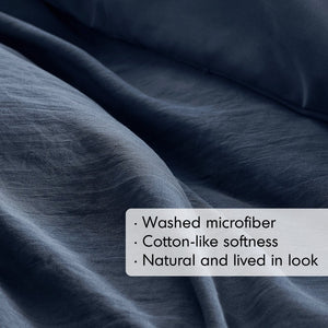 English Elm 3-piece Cal King Pintuck Pleated Microfiber Comforter Set Soft Washed Tailored Bedding Navy B035P463227