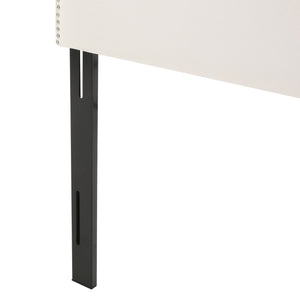 English Elm Christopher Knight Home® - Upholstered Headboard Queen with Nailhead Trim, Sturdy Steel Legs, Adjustable Height, Sleek Design Ivory 57869.00IVY