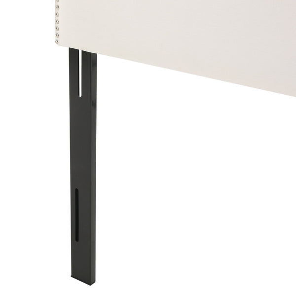 English Elm Christopher Knight Home® - Upholstered Headboard Queen with Nailhead Trim, Sturdy Steel Legs, Adjustable Height, Sleek Design Ivory 57869.00IVY
