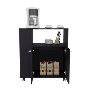 English Elm Eldon Mobile Two-Door Kitchen Cabinet Cart with Shelves, Casters & Lock, Extra Counter Space, Black Wengue B070P286443