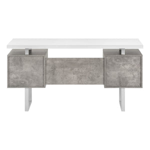English Elm Computer Desk For Home Office - Reversible Design, Ample Storage, Modern Style In White & Grey B2710P219865
