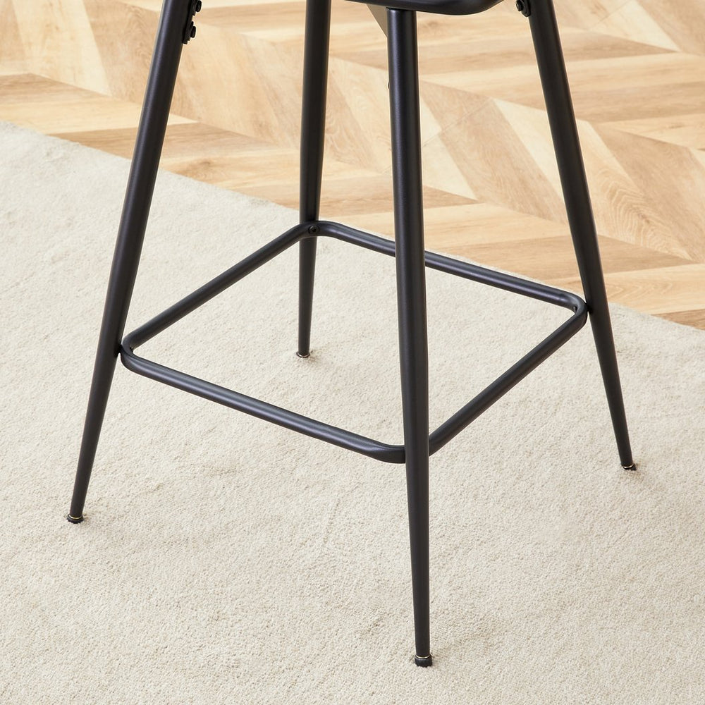 English Elm Two retro green bar stools with 360° rotation, breathable cotton-linen cushions, sturdy 300lb steel frame W2920P281917