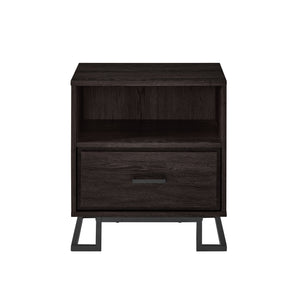 English Elm Walker Edison - Contemporary Charcoal Metal & Wood 1-Drawer Nightstand with Open Cubby, Durable MDF, Sleek Legs B185P168979