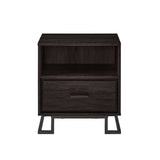 English Elm Walker Edison - Contemporary Metal And Wood 1-Drawer Nightstand – Charcoal