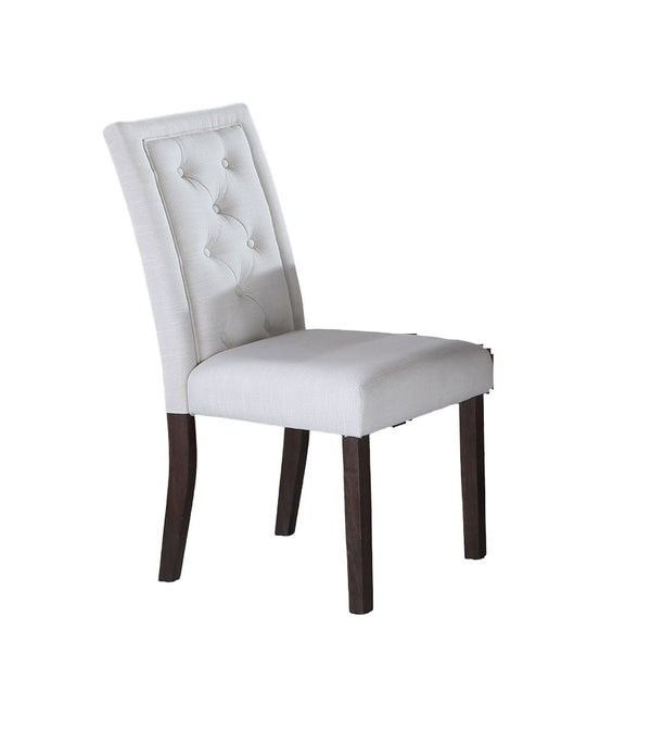 English Elm Modern Bone White Fabric Tufted 2pc Side Chairs Set — Rustic Espresso Legs, Upholstered Comfort, Solid Wood Finish B011P203552