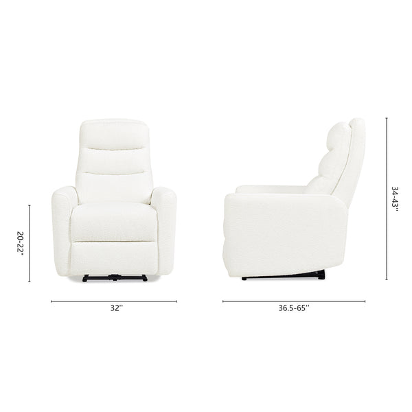 English Elm Jennifer Taylor Home - Bloomy Plush Power Recliner Chair in Chiffon White Bouclé — High-Back, Sherpa Comfort, USB-Nap Friendly B2719P238500