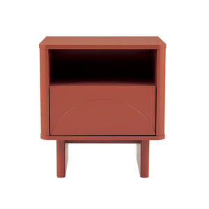 English Elm Ella Modern 20" Nightstand with Sled Legs, Open Shelf & Handle-Free Drawer — Sleek Safe Design Terracotta B365P398147