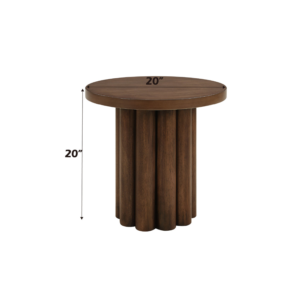 English Elm Loanna Modern Brown Wooden End Table with Thickened Top, Durable MDF & Birch Veneer Accent B2726P246345